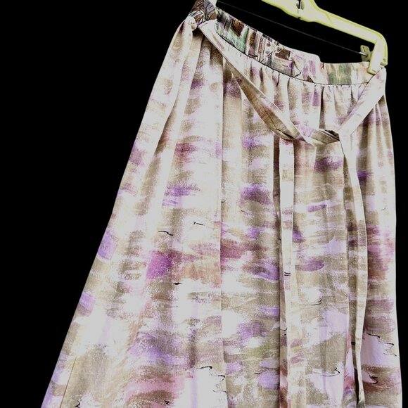 Lanz Originals 1980s Scenic Maxi Skirt Seine River 26"W Pastel Novelty Print - Picture 5 of 12